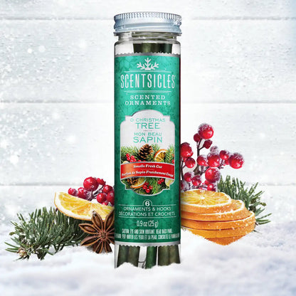 Scented Ornaments, 2- Pack- 6ct Bottle, O Christmas Tree, Fragrance-Infused Paper Sticks
