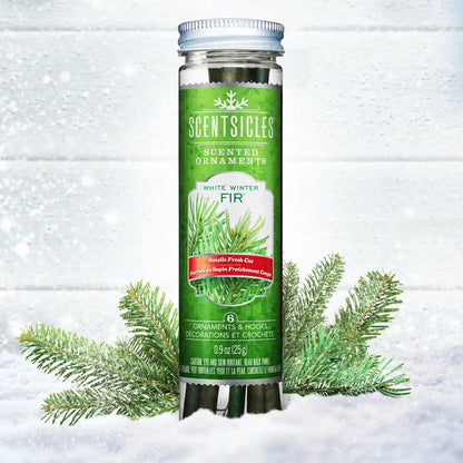 Scented Ornaments, 2 Pack- 6ct Bottle, White Winter Fir, Fragrance-Infused Paper Sticks