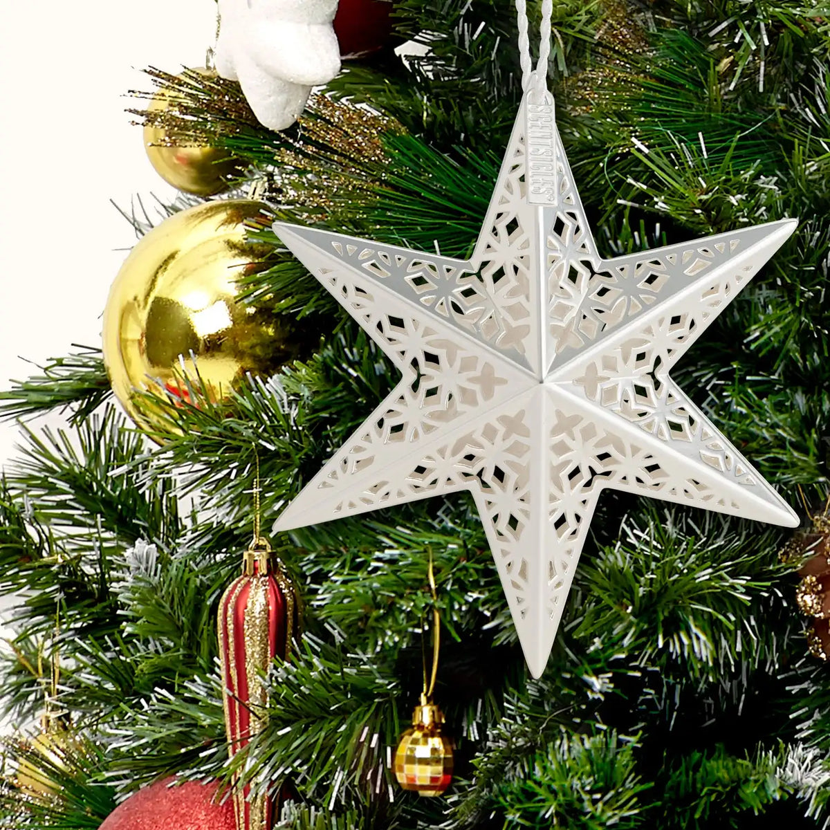 Scentsicles Decorative Ornament, Metal White Star, White Winter Fir with Refill