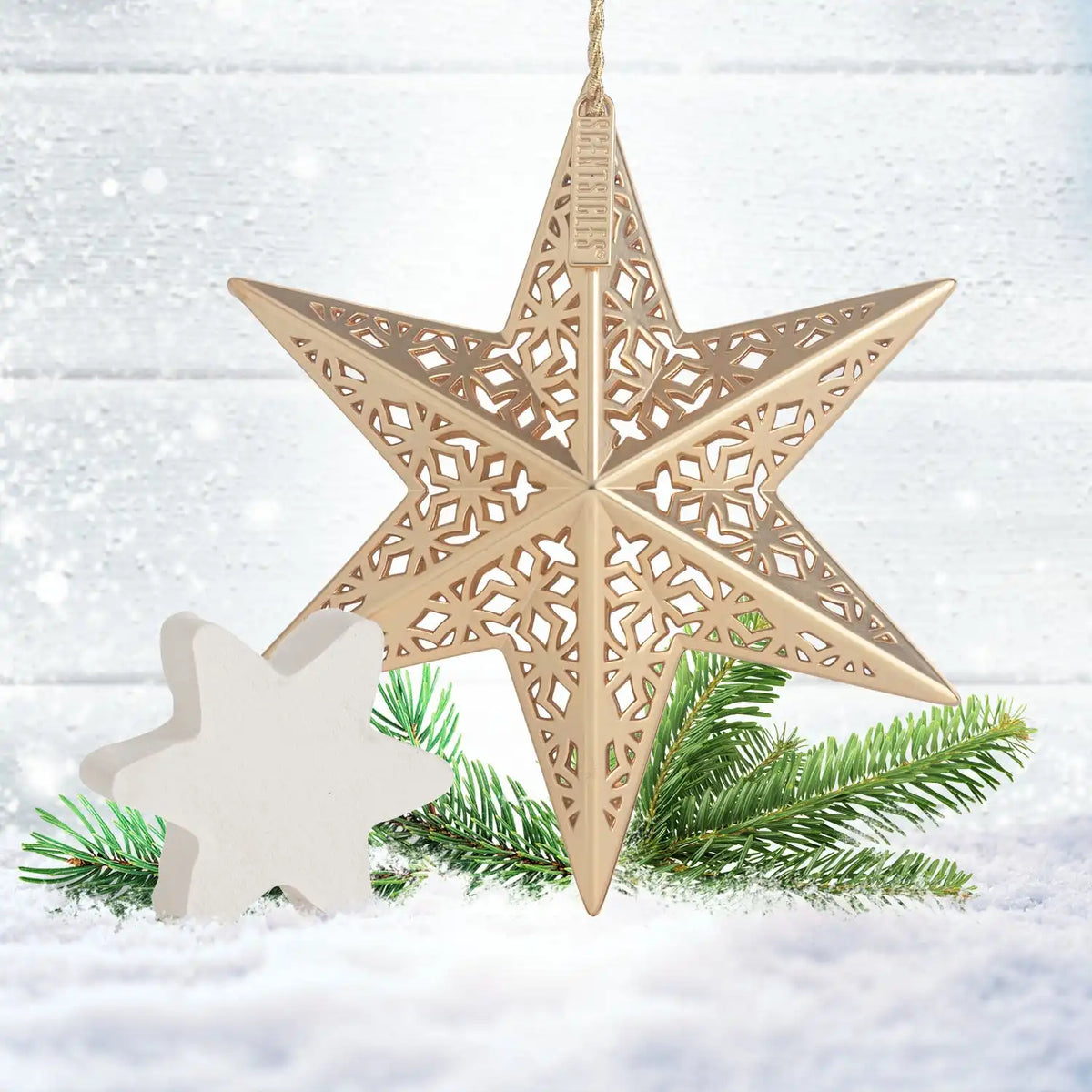Scentsicles Decorative Ornament, Metal Gold Star, White Winter Fir with Refill