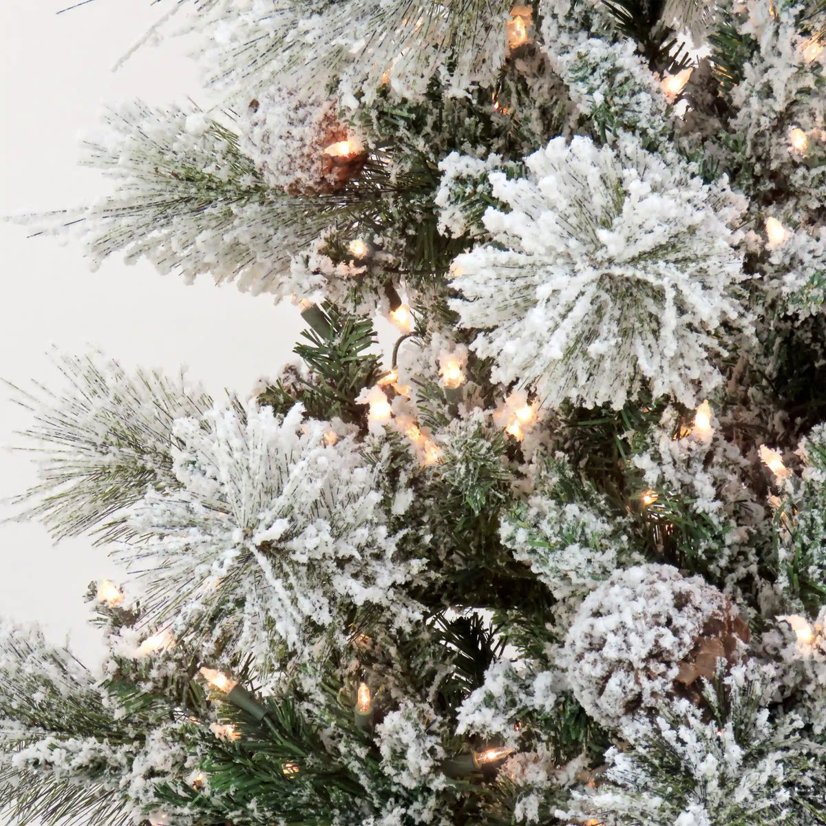 6.5 ft. Pre-Lit Snowy Yorkshire Tree with Clear Incandescent Lights, Plug-In