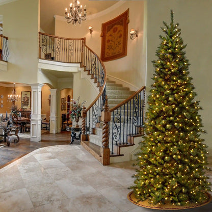9 ft. Pre-Lit Tiffany Fir Slim Tree with Clear Lights - PVC Branch Tips, Plug-In