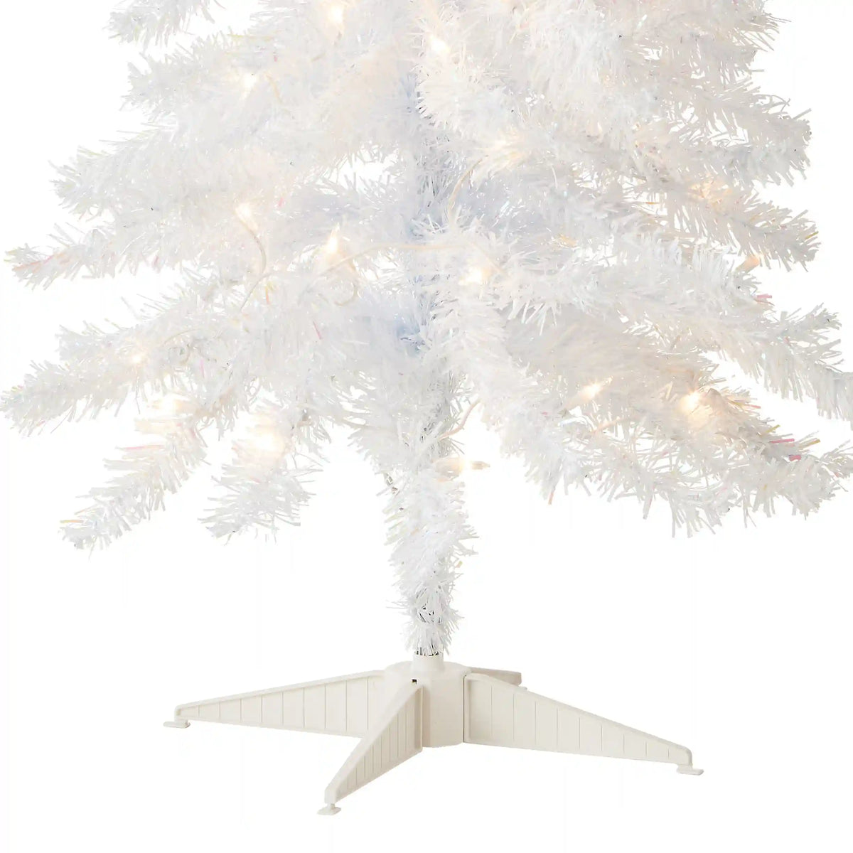 4 ft. Pre-Lit Tinsel Collection White Iridescent Tree with Clear Lights, Plug-In