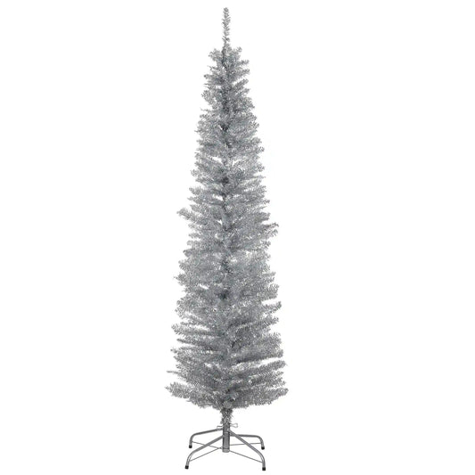 6 ft. Tinsel Collection Silver Tree