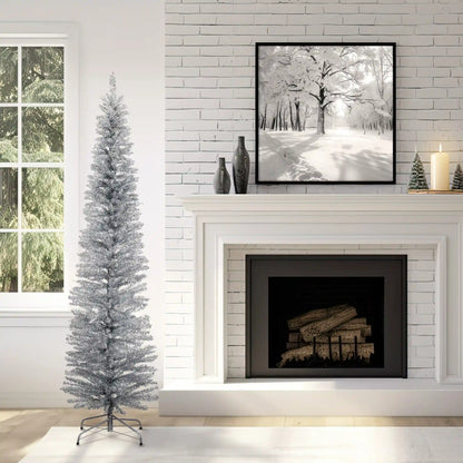 7 ft. Tinsel Collection Silver Tree
