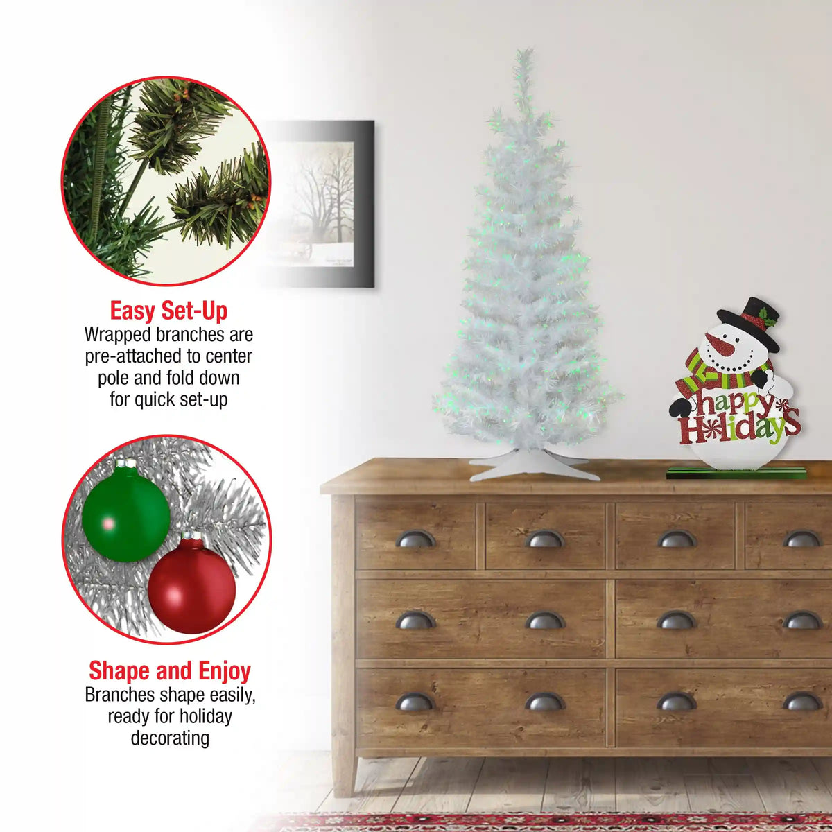 3 ft. Tinsel Collection White Iridescent Tree