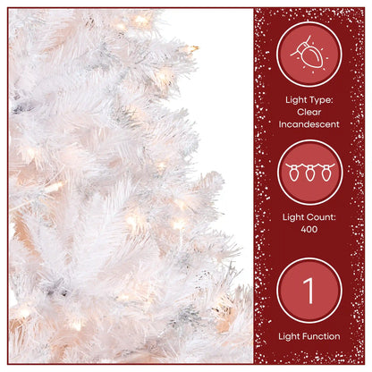 6.5 ft. Pre-Lit Winchester Pine White Tree with Clear Lights, Plug-In