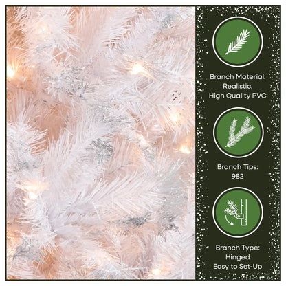 7 ft. Pre-Lit Winchester Pine White Tree with Clear Lights, Plug-In