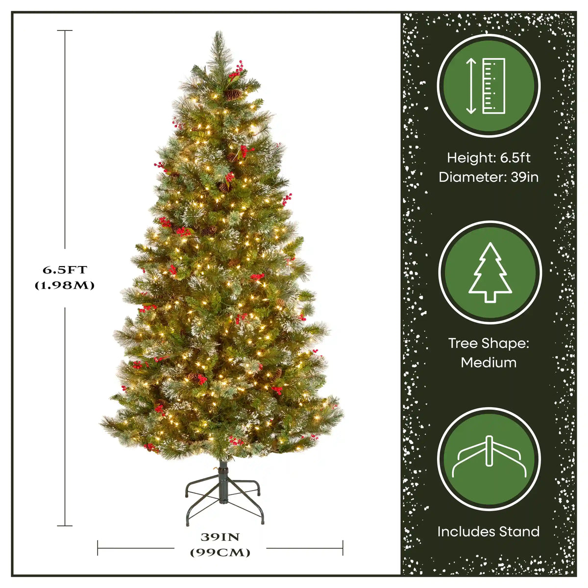 6.5 ft. Pre-Lit Wintry Pine Medium Tree with Clear Lights
