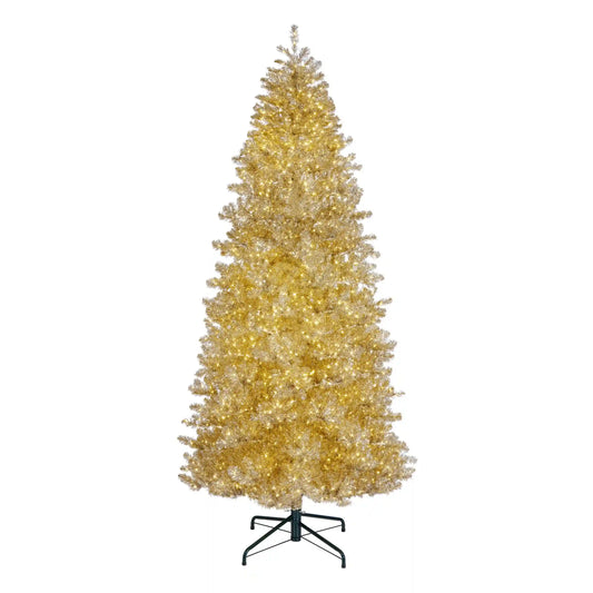 10 ft. Pre-Lit Christmas Platinum Metallic Tree with Warm White LED Infinity Lights