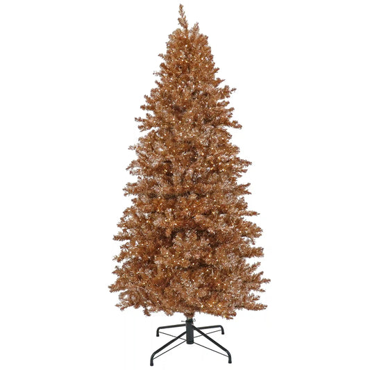 9 ft. Pre-Lit Christmas Rose Gold Metallic Tree, Plug-In