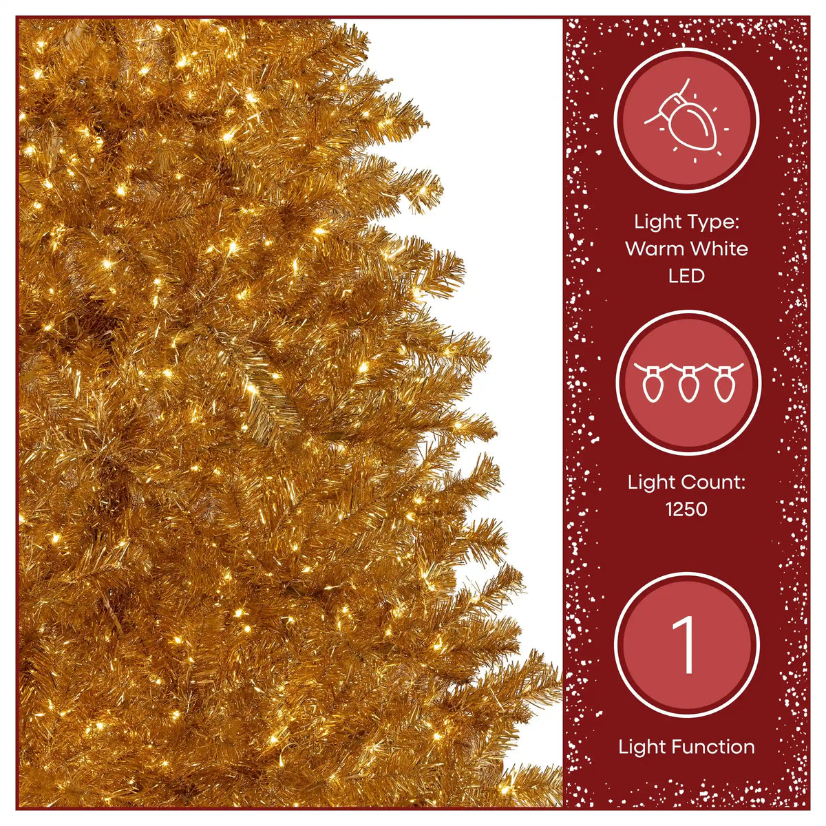 7.5 ft. Pre-Lit Christmas True Gold Metallic Tree with LED Infinity Lights
