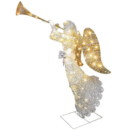 48 in. Silver Angel Decor with White LED Lights, Plug-In