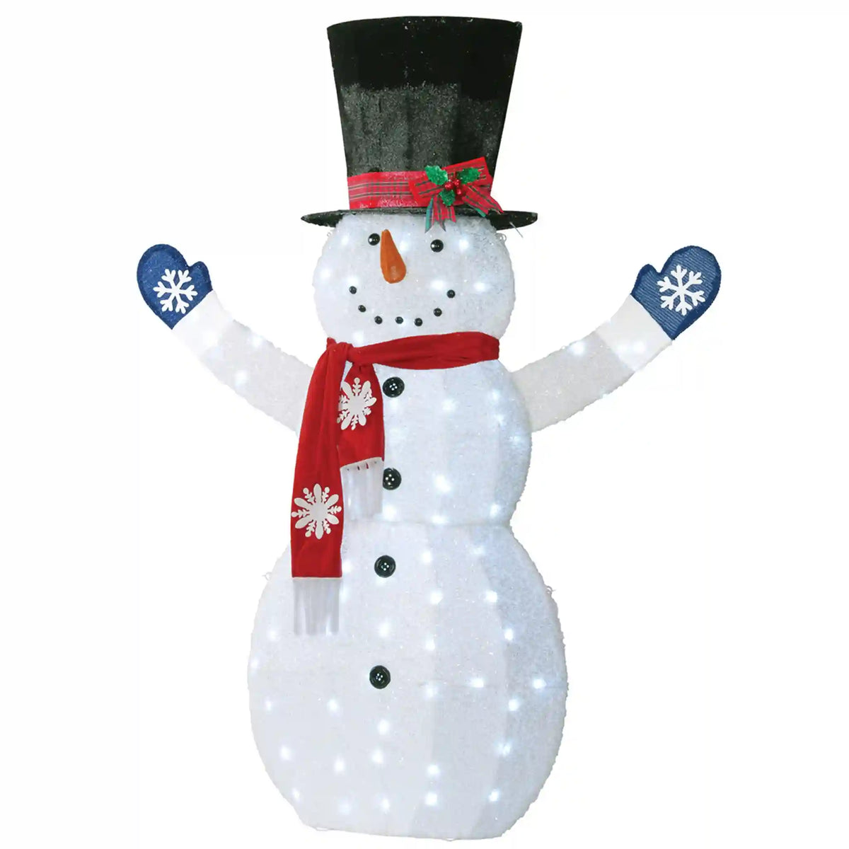 72 in. Snowman Decoration with White LED Lights, Plug-In