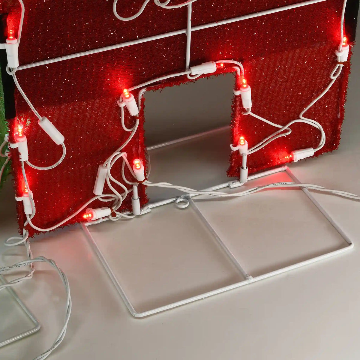 23 in. Tinsel Fabric HO HO HO Sign with Red and Cool White LED Lights, Plug-In